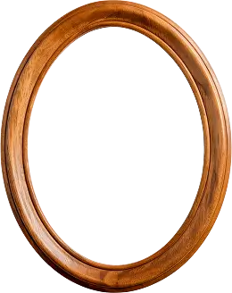 a close up of a wooden frame with a black background