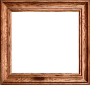 a close up of a wooden frame with a black background